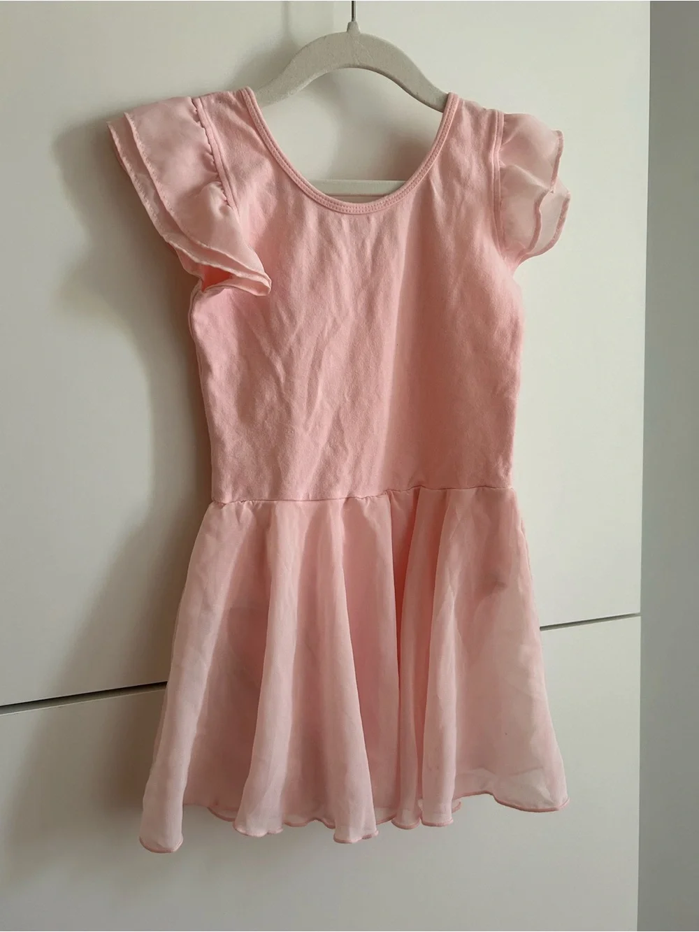 Girls Pink Chiffon Skirt Ballet Dance Dress - Size 130 (7/8)